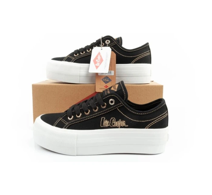 Lee Cooper dámská sportovní obuv na platformě černá se zlatými dámskými teniskami Lee Cooper dámská sportovní obuv na platformě černá se zlatými dámskými teniskami