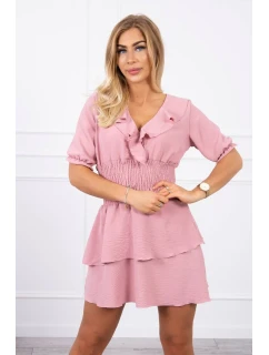 Šaty v pase tmavě pudrově růžové