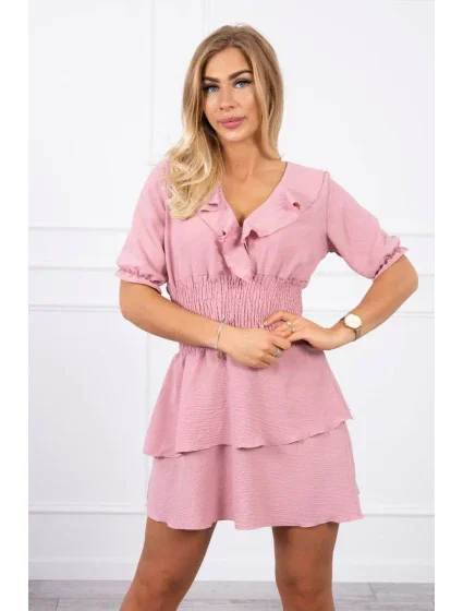 Šaty v pase tmavě pudrově růžové Šaty v pase tmavě pudrově růžové