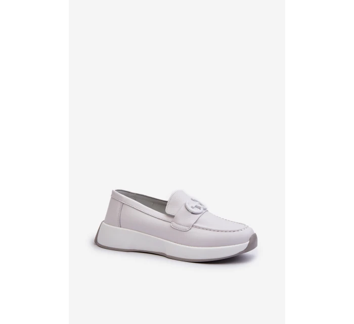 Dámské Kožené Mokasíny Na Platformě Světle Šedé model 21659703 - S.Barski