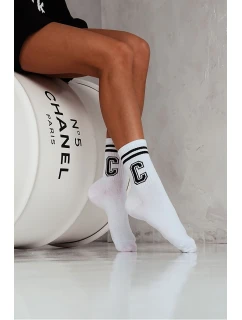 Dámské ponožky s pruhy a model 21679095 C černobílé - Milena