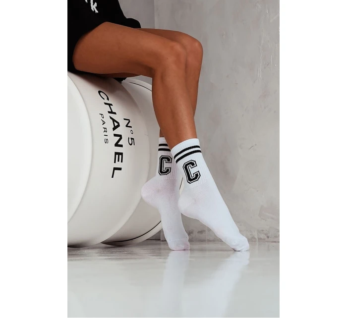 Dámské ponožky s pruhy a model 21679095 C černobílé - Milena