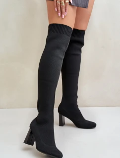 Kozačky Se   Na Podpatku Černé model 21679786 - Boto