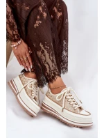 Dámské Tenisky Na Masivní Platformě S.Barski BF51-101 Béžové Dámské Tenisky Na Masivní Platformě S.Barski BF51-101 Béžové