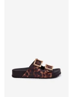 Dámské Pantofle S Přezkami Leopardí Hnědé model 21695871 - Zaxy