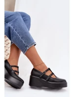 Dámské polobotky na platformě s pásky Černé Jesivelle