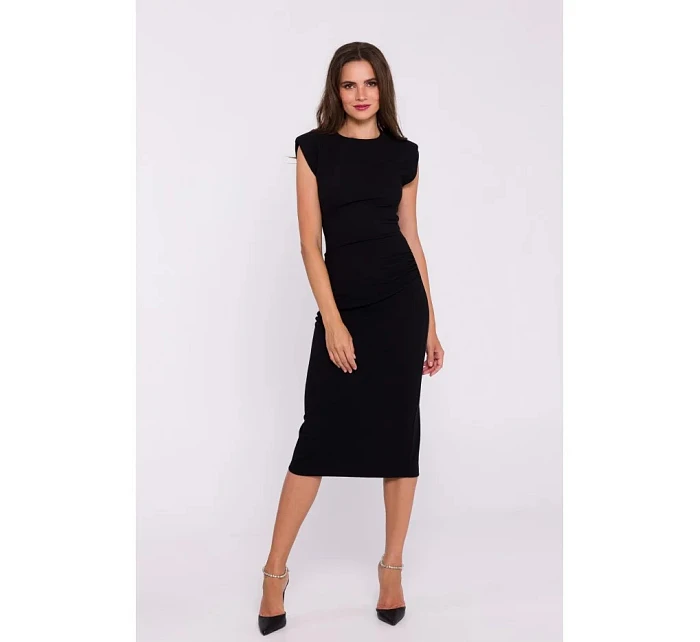 Midi šaty bez rukávů S382 černé - Stylove Midi šaty bez rukávů S382 černé - Stylove