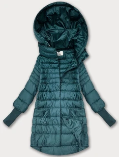 Zelená dámská bunda pro přechodné období s stahovacími lemy model 21389950 - FLY MODA