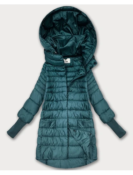 Zelená dámská bunda pro přechodné období s stahovacími lemy model 21389950 - FLY MODA