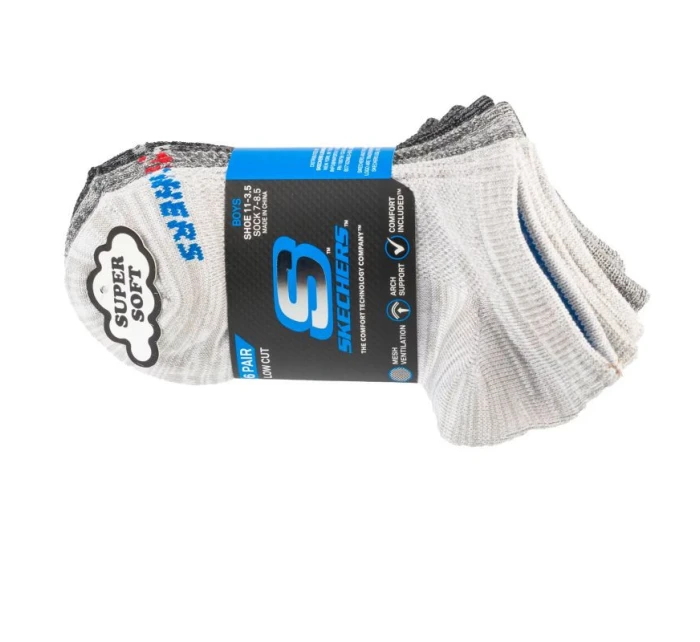 Skechers 6ks Chlapecké ponožky bez froté S112222-GRY Grey 31-34 Skechers 6ks Chlapecké ponožky bez froté S112222-GRY Grey 31-34