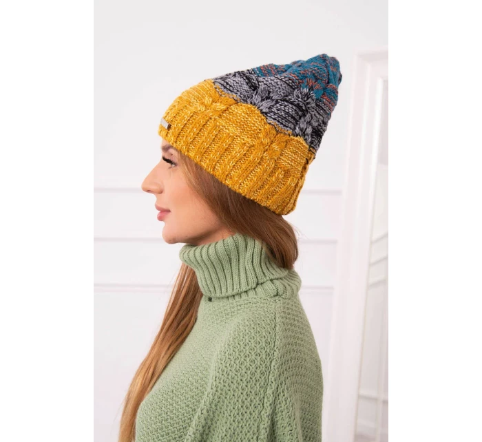 Fleecová čepice Dolores K303 mustard+black+sea Fleecová čepice Dolores K303 mustard+black+sea