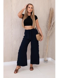 Kalhoty s širokým pasem námořnická modř