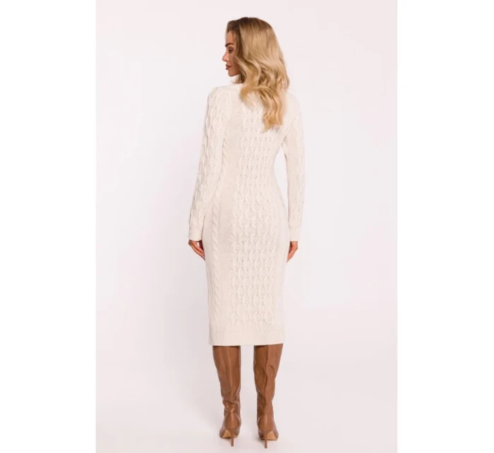 M824 Svetrové šaty s výstřihem do V - slonová kost