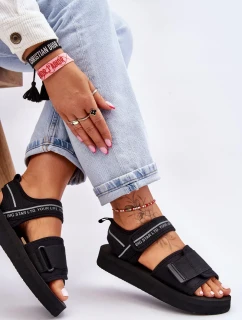 Dámské sandály na suchý zip Big Star LL274784 Černe