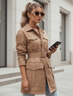 VERMONT dámský přechodový kabát s vázáním velbloudí barvy FashionStreet NY0580