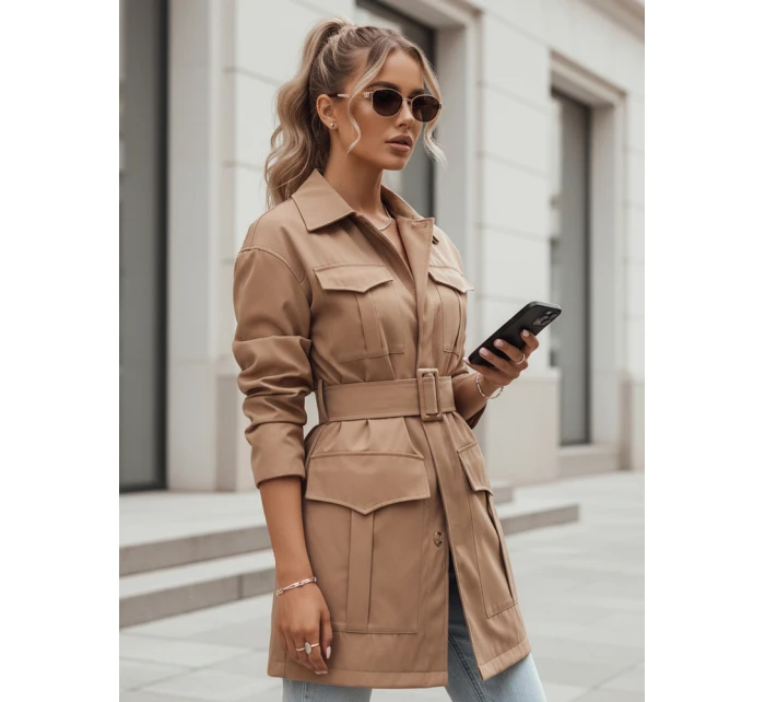 VERMONT dámský přechodový kabát s vázáním velbloudí barvy FashionStreet NY0580