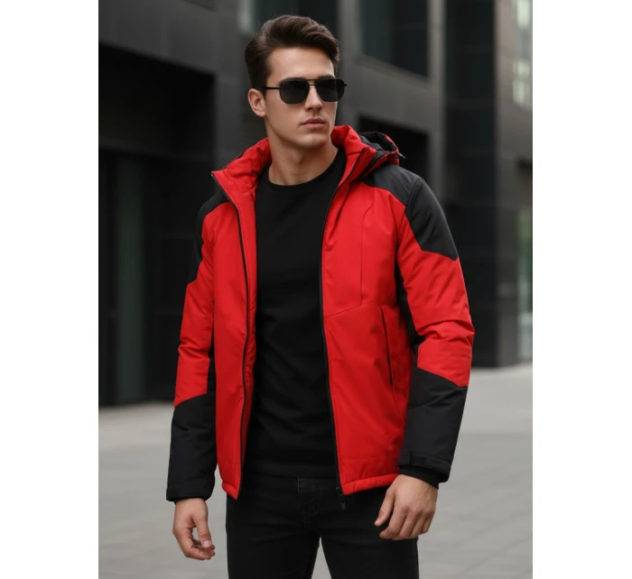 Pánská zimní bunda s kapucí červená FashionStreet TX5121