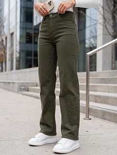 Dámské džíny regular fit se vysokým pasem, zelené, FashionStreet UY3093