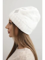 Dámská zimní čepice vlněná s krystaly a vzorem K455 ecru Dámská zimní čepice vlněná s krystaly a vzorem K455 ecru