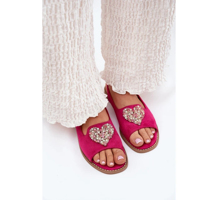 Dámské sandály s ozdobným srdcem S.Barski KV27-018 Fuchsie