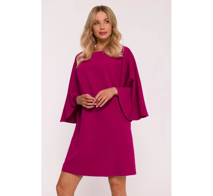 S426 Mini šaty s netopýřími rukávy - švestka S426 Mini šaty s netopýřími rukávy - švestka