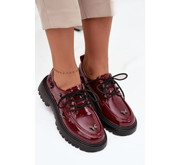 Dámské lakované kožené polobotky s připínacími doplňky Artiker – bordó