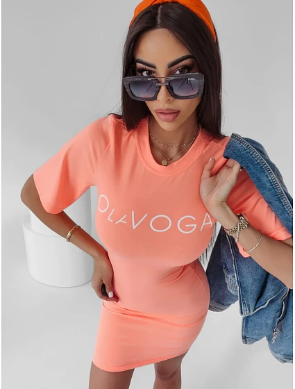 Dámské šaty model 18503375 lososové - Ola Voga Dámské šaty model 18503375 lososové - Ola Voga