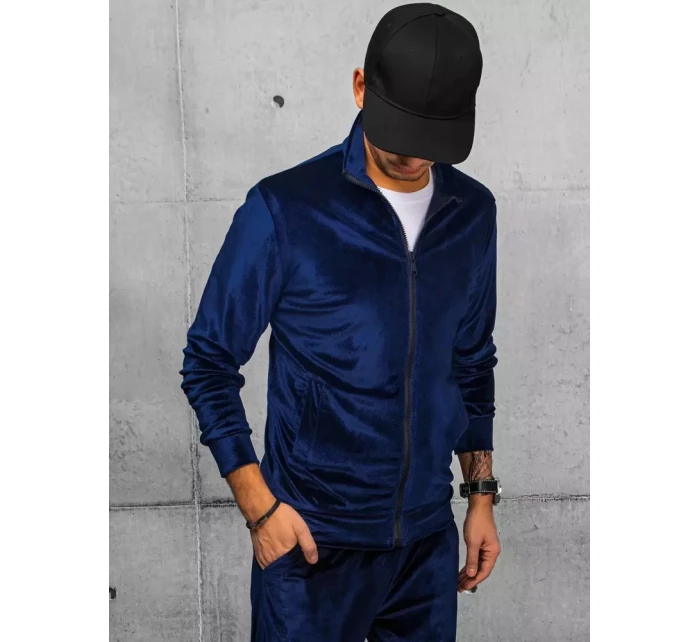 Pánská tmavě modrá velurová mikina FashionStreet BX5537