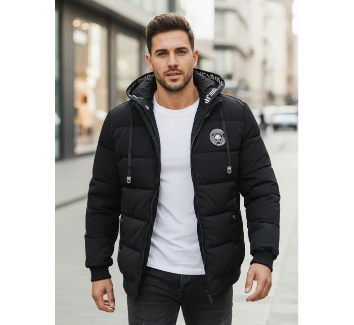 Pánská prošívaná zimní bunda s kapucí černá FashionStreet TX5072