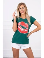 Halenka s potiskem rtů zelená