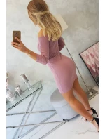 Pruhované vypasované šaty tmavě růžové