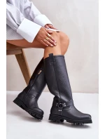 Kožené dámské holínky nad kolena černé Lewski 3615 Kožené dámské holínky nad kolena černé Lewski 3615