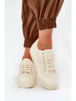 Dámské Krajkové Tenisky Big Star RR274746 Béžové Dámské Krajkové Tenisky Big Star RR274746 Béžové