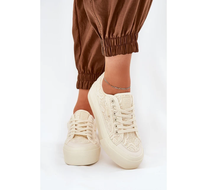 Dámské Krajkové Tenisky Big Star RR274746 Béžové Dámské Krajkové Tenisky Big Star RR274746 Béžové