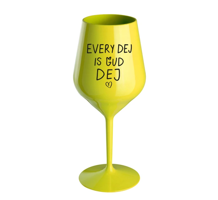 EVERY DEJ IS GUD DEJ - žlutá nerozbitná sklenice na víno 470 ml EVERY DEJ IS GUD DEJ - žlutá nerozbitná sklenice na víno 470 ml