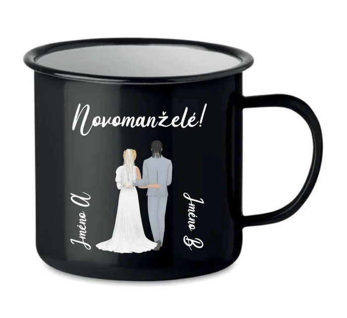 Personalizovaný retro plecháček s novomanželským párem 