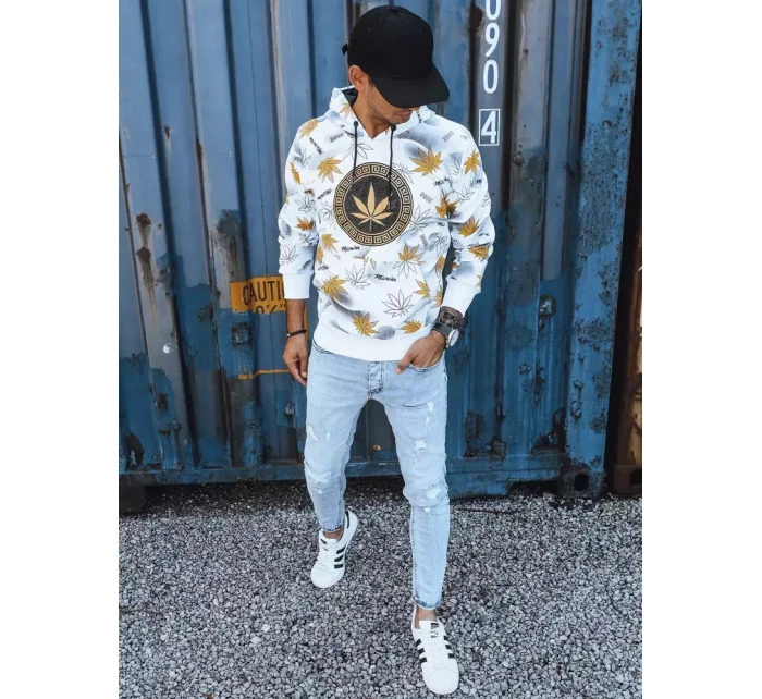 Pánská bílá mikina s potiskem FashionStreet BX5317 Pánská bílá mikina s potiskem FashionStreet BX5317