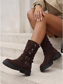 Botki damskie workery zamszowe z brązowe model 22361837 - FashionStreet
