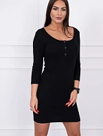 Šaty s knoflíkovým výstřihem černé