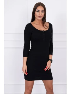 Šaty s knoflíkovým výstřihem černé