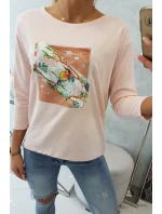 Halenka s 3D grafikou Bird powder pink