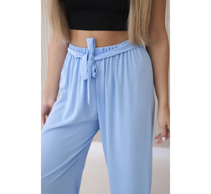 Kalhoty s širokým pasem modrý