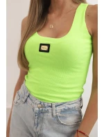 Dámská pruhovaná tílko s ozdobnou nášivkou světlá zelená