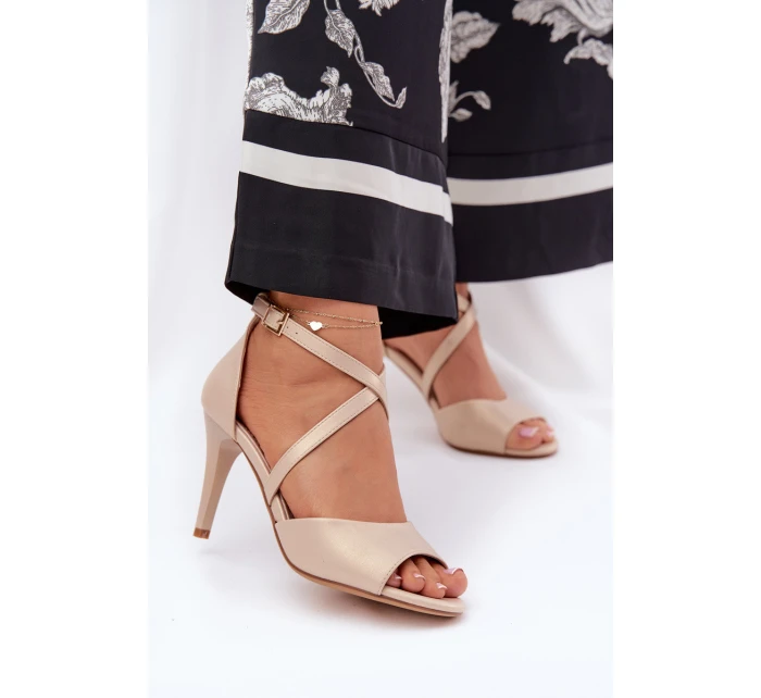 Módní Sandály Na Podpatku Zlaté model 21691859 - SERGIO LEONE