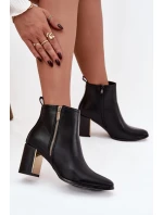 Dámské kotníkové boty na podpatku z eko kůže černé model 21747901 - Boto Dámské kotníkové boty na podpatku z eko kůže černé model 21747901 - Boto