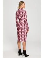 M706 Šaty s rukávy, límcem a potiskem - model 2 M706 Šaty s rukávy, límcem a potiskem - model 2