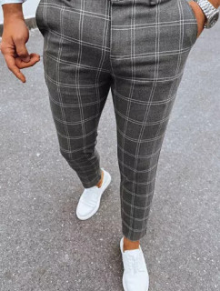 Pánské tmavě šedé kostkované chino kalhoty Dstreet UX3954
