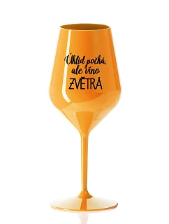 ÚKLID POČKÁ, ALE VÍNO ZVĚTRÁ - oranžová nerozbitná sklenice na víno 470 ml