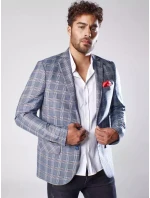 Pánská tmavě modrá kostkovaná bunda FashionStreet MX0566