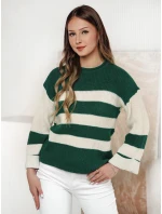 Dámský svetr LINEZZA zeleno-bílý FashionStreet MY2389 Dámský svetr LINEZZA zeleno-bílý FashionStreet MY2389